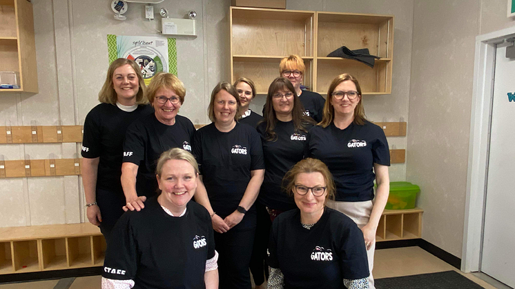 Delegationen som besökte skolorna i Kanada. Uppe från vänster; Malin Olofsson (speciallärare), Anki Wennergren (forskare, vetenskaplig ledare), Marie Löfström (lärare f-3), Lovisa Lindgren (lärare 7-9), Camilla Ekendahl (lärare f-3), Sara Svensson Bi