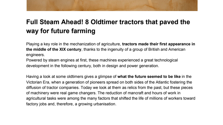 Full Steam Ahead! 8 Oldtimer tractors that paved the way for future farming