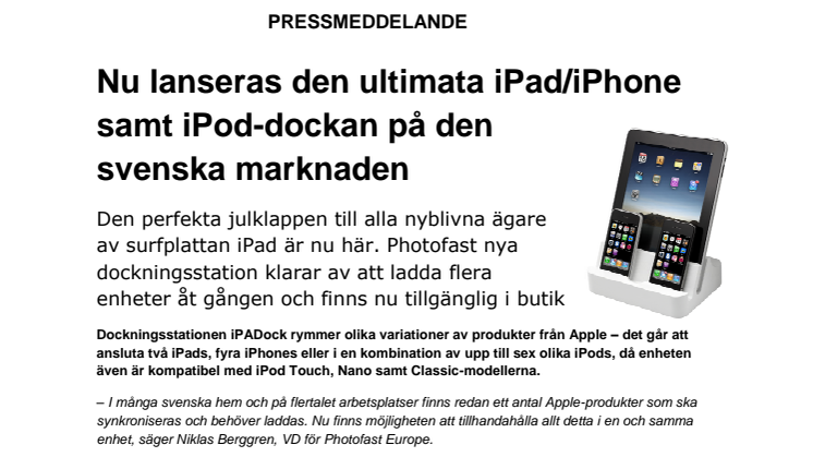 Nu lanseras den ultimata iPad/iPhone samt iPod-dockan på den svenska marknaden