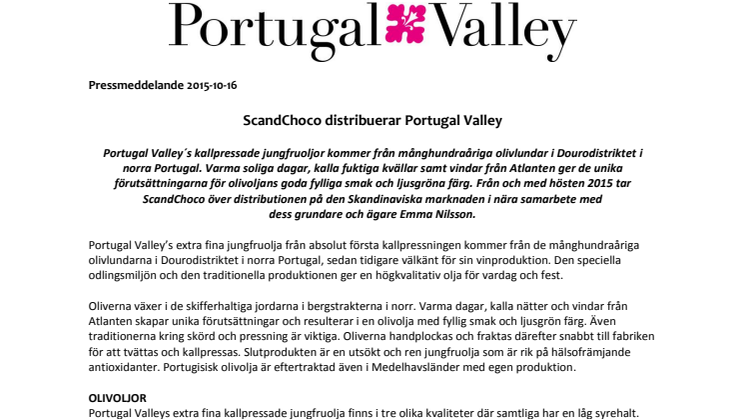 ScandChoco distribuerar Portugal Valley 