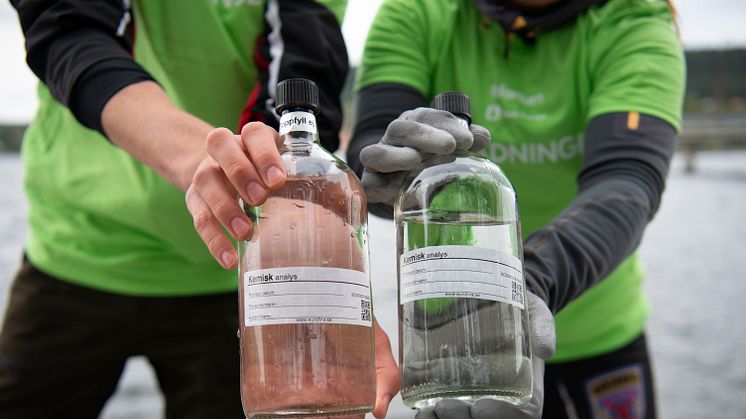 Vattenprover för analys av mikroplaster, Indalsälven 2019