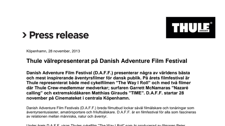 Thule välrepresenterat på Danish Adventure Film Festival