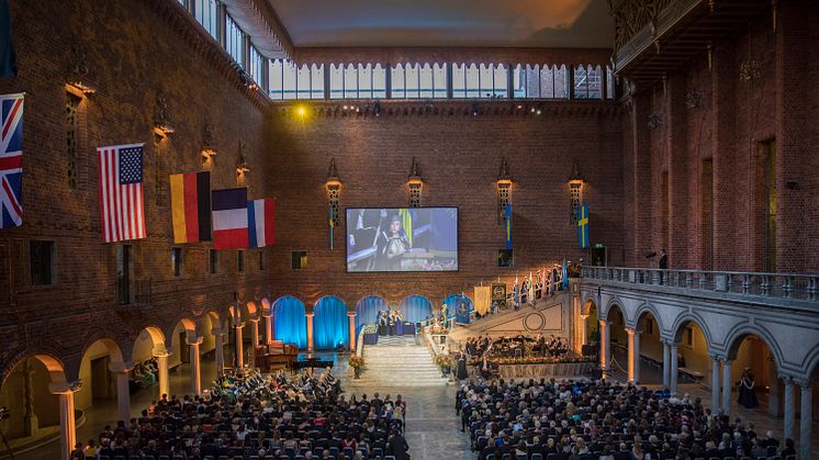 Den årliga installations- och promotionshögtiden äger rum i Blå hallen i Stockholms stadshus fredagen den 28 september 2018. Foto: Niklas Björling