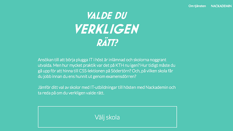 Nackademin lanserar ny tjänst kring valet av utbildning