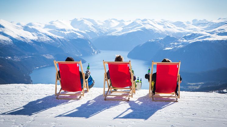 Enjoying the view from Strandafjellet mountain. Photo Haavard Myklebust