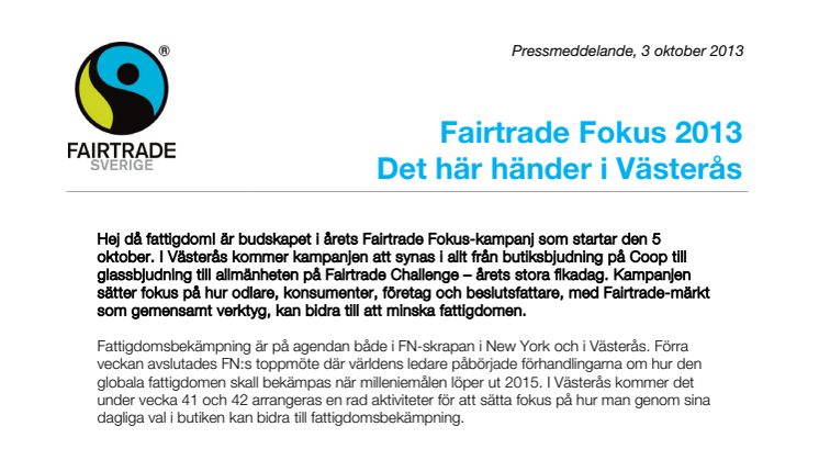 Fairtrade Fokus 2013 - Det här händer i Västerås
