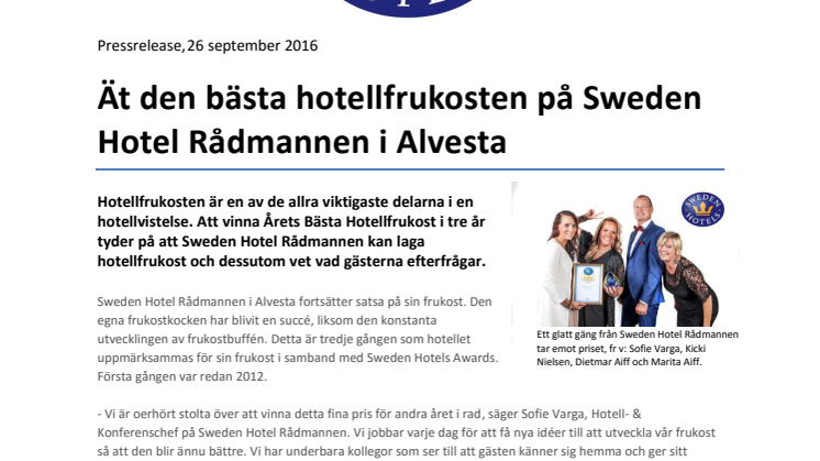 Ät den bästa hotellfrukosten på Sweden Hotel Rådmannen i Alvesta