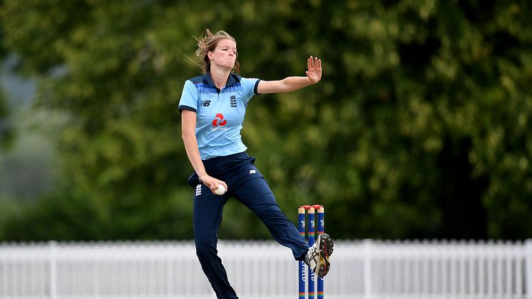 Berkshire's Lauren Bell in action for England last summer. Photo: Getty Images
