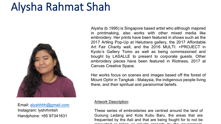 Annex A - Biographies of artists and details of artworks 