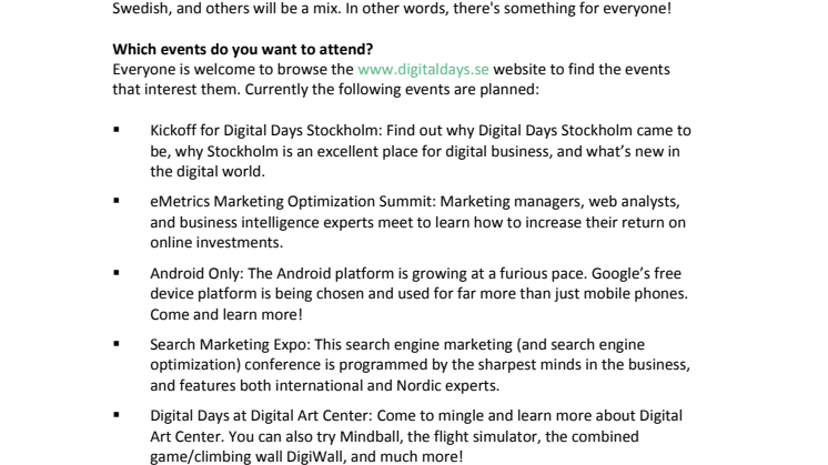 Digital Days Stockholm: Take part in the digital events of the year 