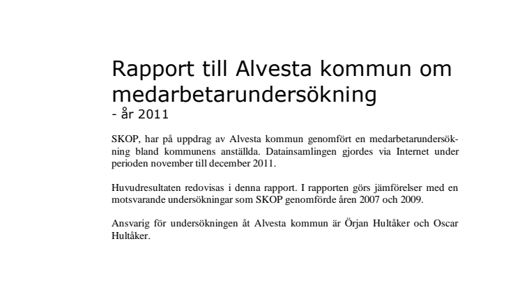 Medarbetarundersökning Alvesta kommun 2011