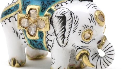 Elefantordenen, samtidig, privatfremstillet miniature i 18 kt. guld, smykket med rosenslebne diamanter