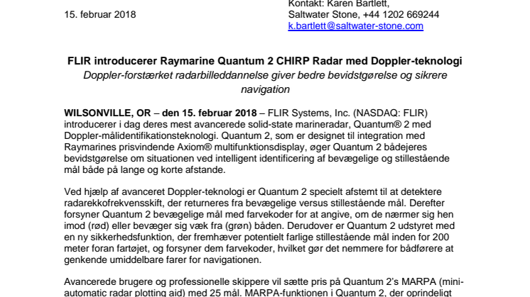 Raymarine: FLIR introducerer Raymarine Quantum 2 CHIRP Radar med Doppler-teknologi 