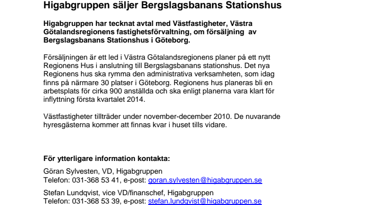 Higabgruppen säljer Bergslagsbanans Stationshus