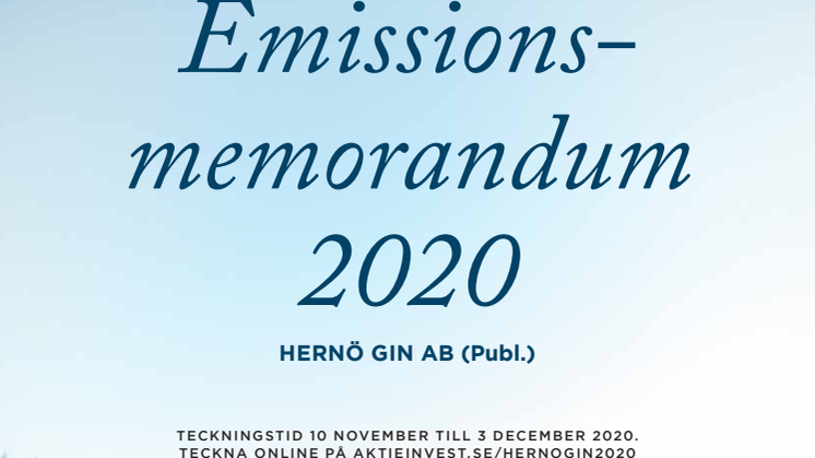 Emissionsmemorandum Hernö Gin 2020
