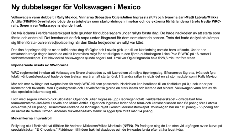 Ny dubbelseger för Volkswagen i Mexico