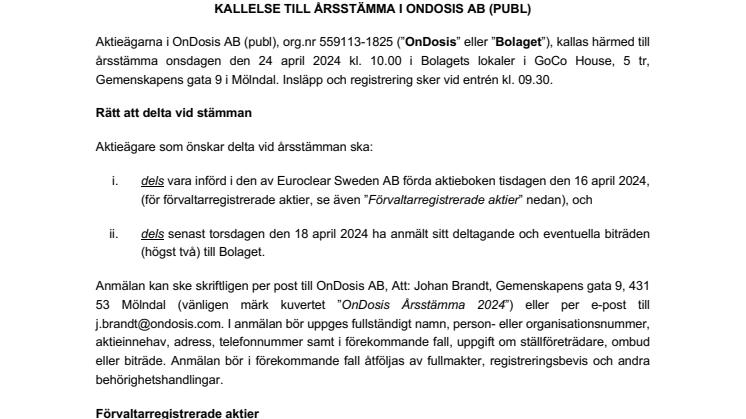 Kallelse årsstämma 2024 - OnDosis AB (publ) 240328.pdf