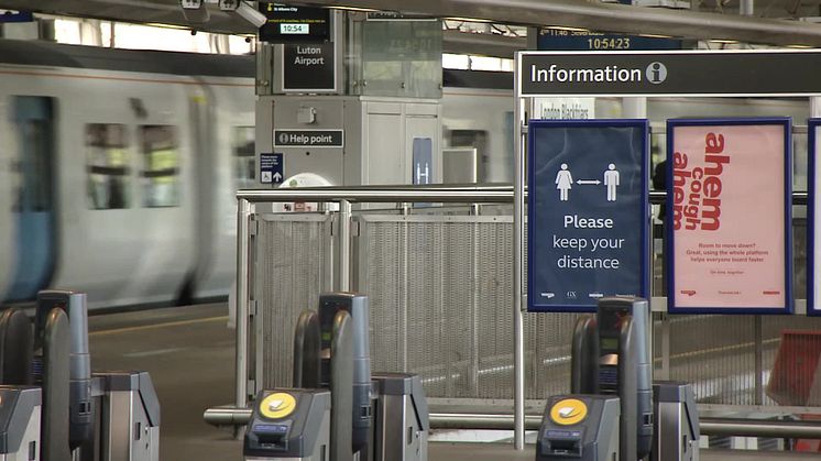 Measures to support social distancing have been put in place at stations - this is Blackfriars in central London
