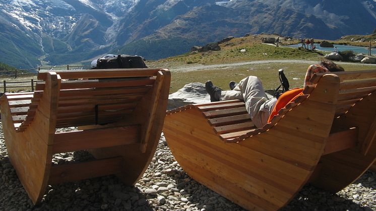 Wellness- und Genussweg auf der Alp Kreuzboden in Saas Fee (Wallis)