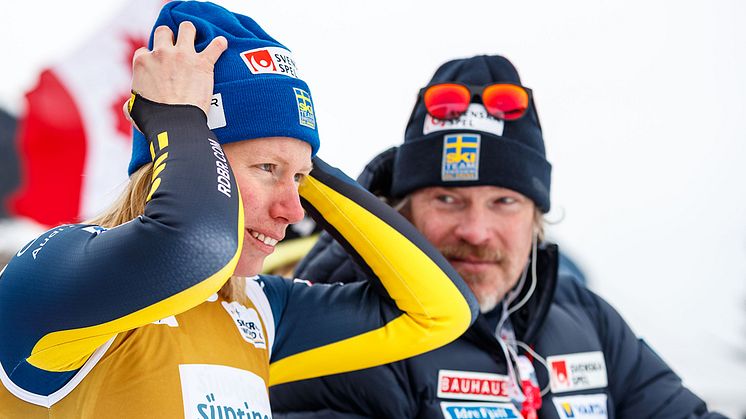 Sandra Näslund fick problem med knäet under lördagens tävling och avstår söndagens finaler helt. Foto: Bildbyrån 