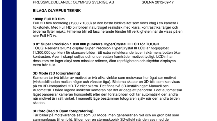 Olympus teknisk bilaga hösten 2012