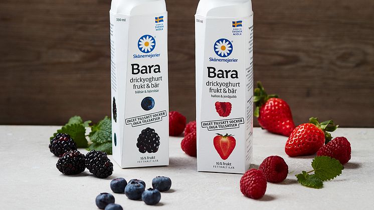 Bara drickyoghurt i två omtyckta smaker: blåbär & björnbär och hallon & jordgubb