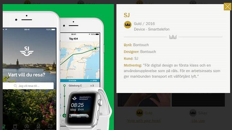 SJs mobilapp vann Svenska Designpriset 2016