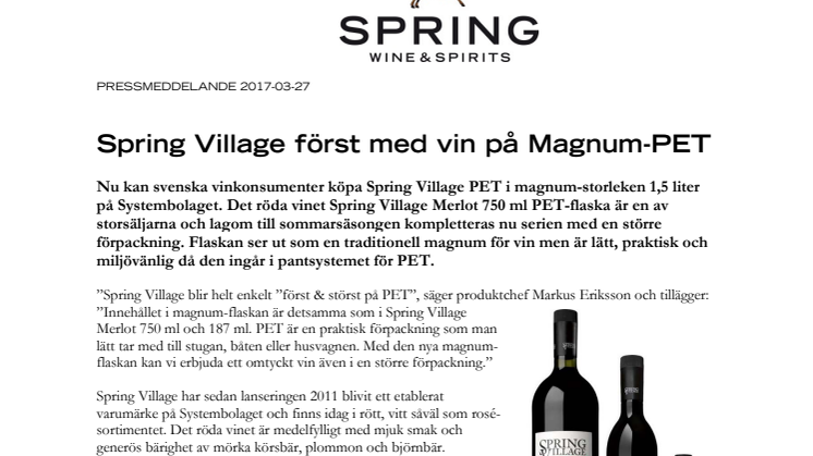 Spring Village först med vin på Magnum-PET