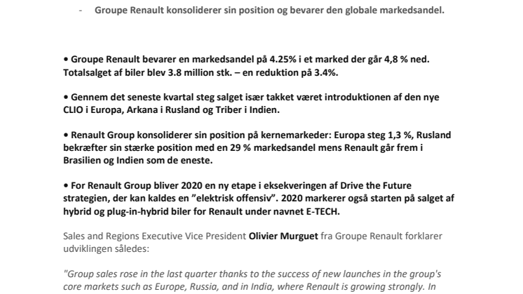Renaults globale salgsresultat 2019