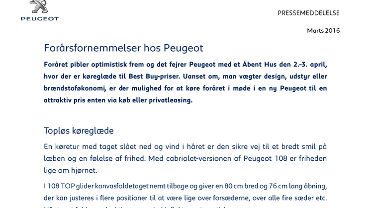 Forårsfornemmelser hos Peugeot