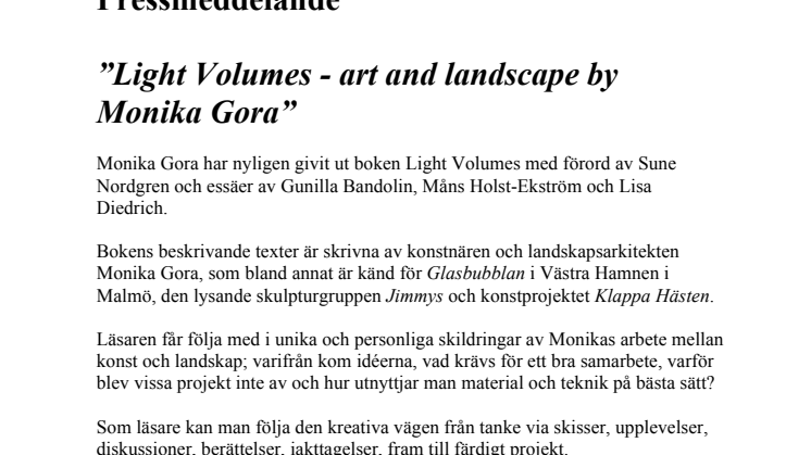 Light Volumes, art & landscape by Monika Gora