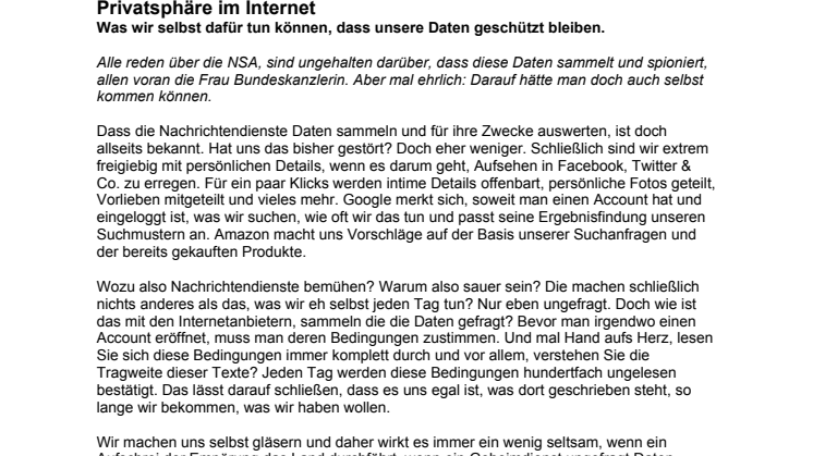 Privatsphäre im Internet