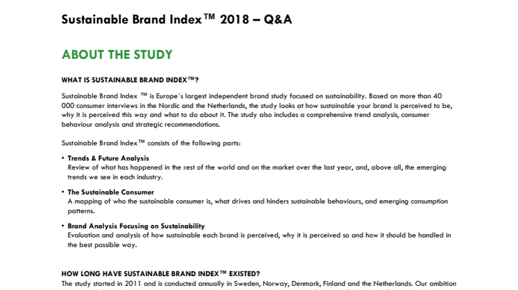 Q&A Sustainable Brand Index 2019