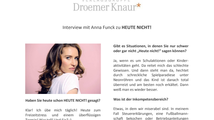 Interview mit Anna Funck zu Heute nicht!