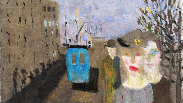Ragnar Sandberg, Sweden 1902–1972, Blue Bus, 1940, oil on canvas (cropped). Photo: Hossein Sehatlou