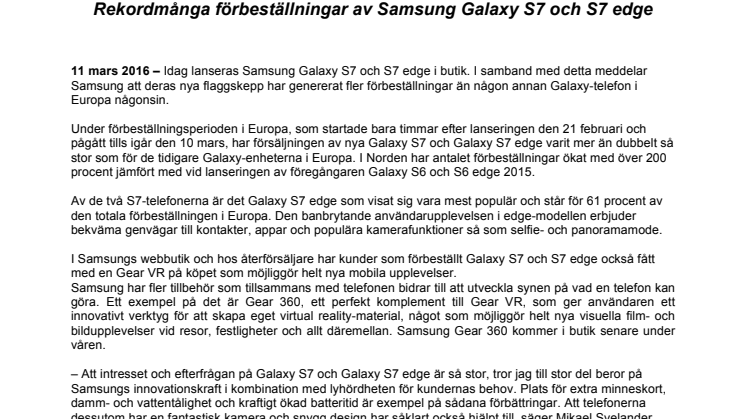 Rekordmånga förbeställningar av Samsung Galaxy S7 och S7 edge 