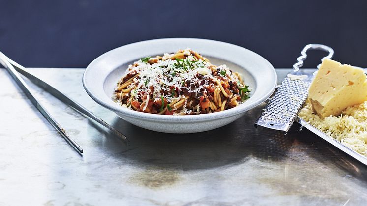 Linsebolognese med tomater