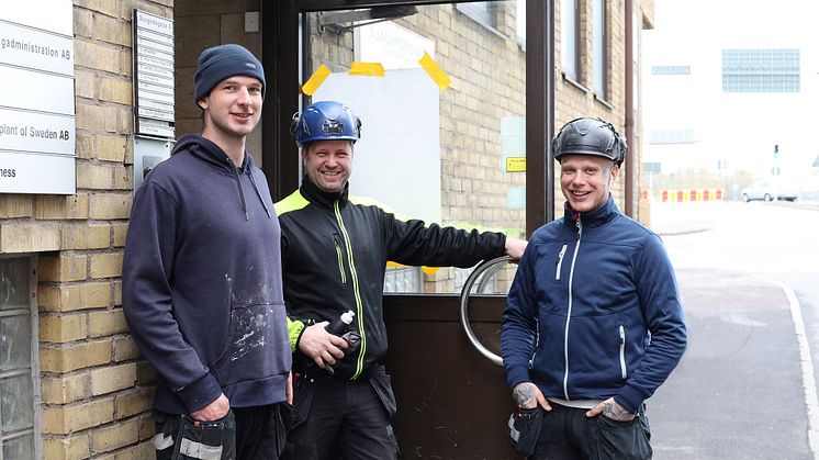 Från vänster: Gustav, som är egenföretagare och förstärker teamet denna veckan, Fredrik och Robin.