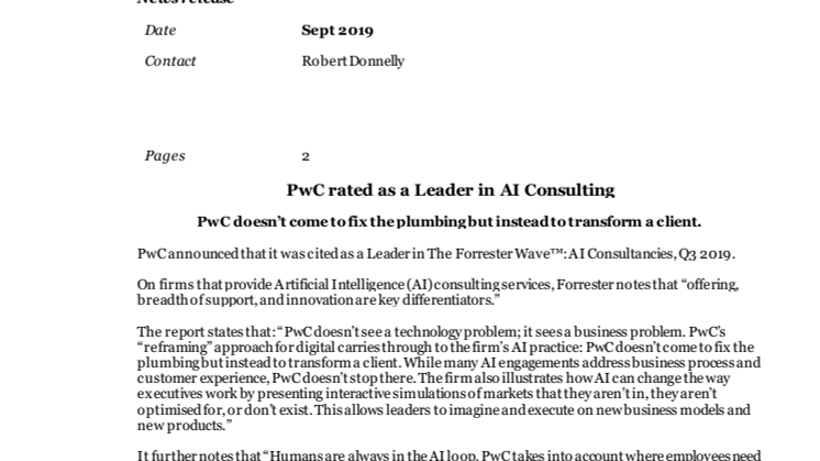 PwC rated as a Leader in AI Consulting 