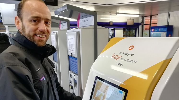 Touch-screen smart travel: Thameslink Managing Director Tom Moran tries out the new self-service Key smartcard kiosk
