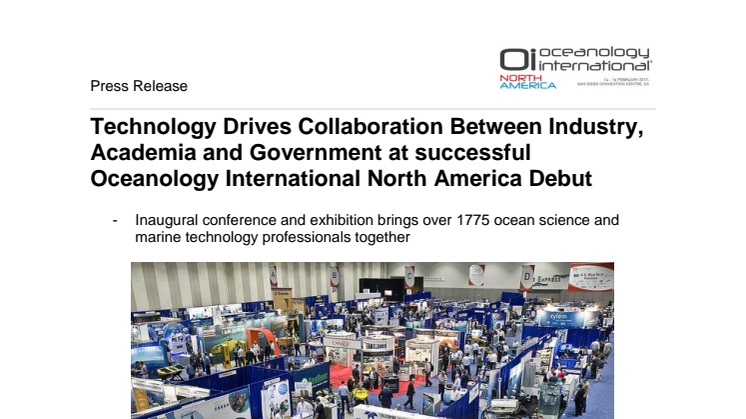 OINA 2017: Technology Drives Collaboration Between Industry, Academia and Government at Successful Oceanology International North America Debut