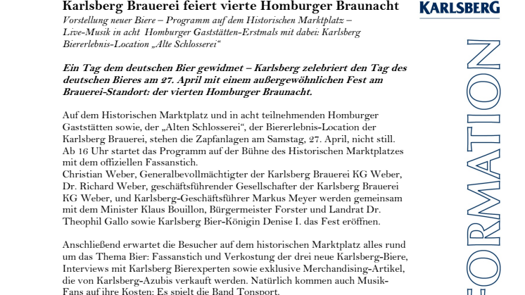 Karlsberg Brauerei feiert vierte Homburger Braunacht