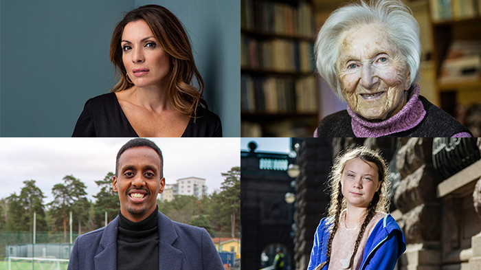 Pristagare: Alexandra Pascalidou, Hédi Fried, Abel Abraham och Greta Thunberg