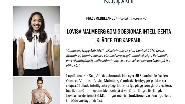 Lovisa Malmberg Gomis designar intelligenta kläder för KappAhl