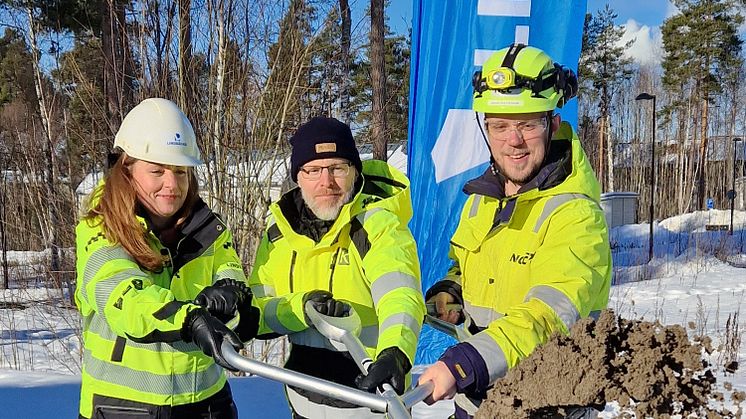 Första spadtaget togs 20 februari för klimatsmarta byggprojektet Furiren i Falun.