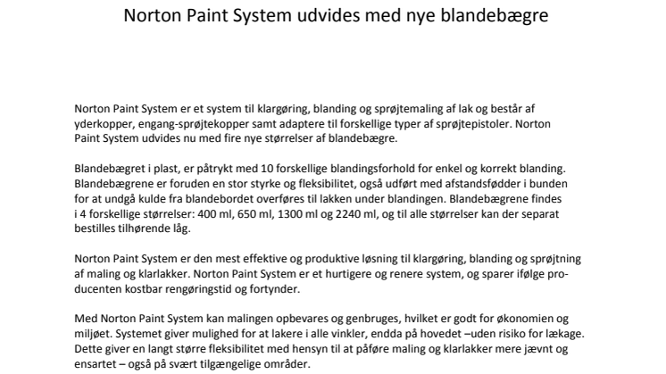 Norton Paint System udvides med nye blandebægre