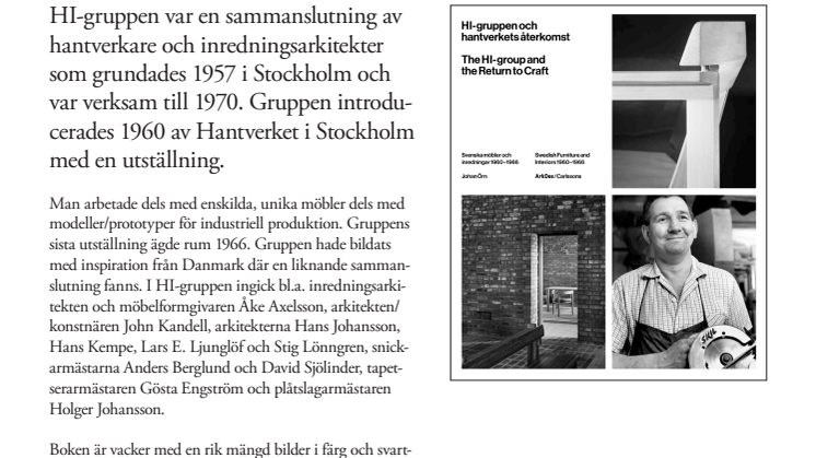 HI-gruppen och hantverkets återkomst. Svenska möbler och inredningar 1960–1966. Ny bok!