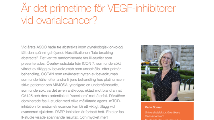 Överläkare Karin Boman: Ny forskning om genekologisk cancer – cytostatika, antikroppar och mTOR-hämmare