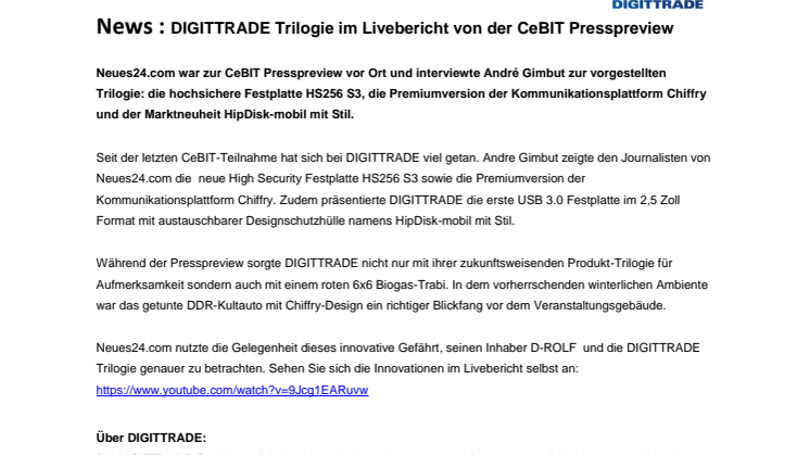 DIGITTRADE Trilogie im Livebericht von der CeBIT Presspreview
