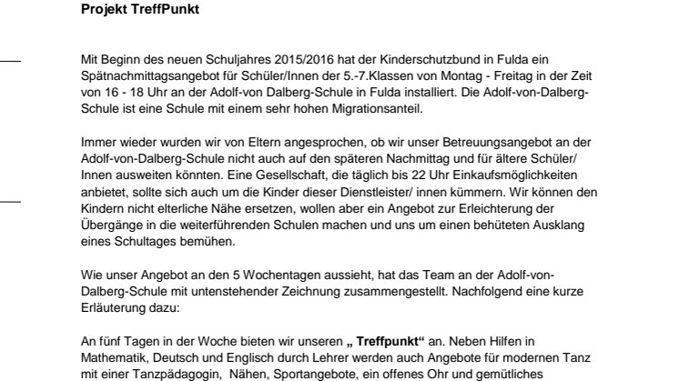 Deutscher Kinderschutzbund Kreis- und Ortsverband Fulda e.V.: Projekt "TreffPunkt"